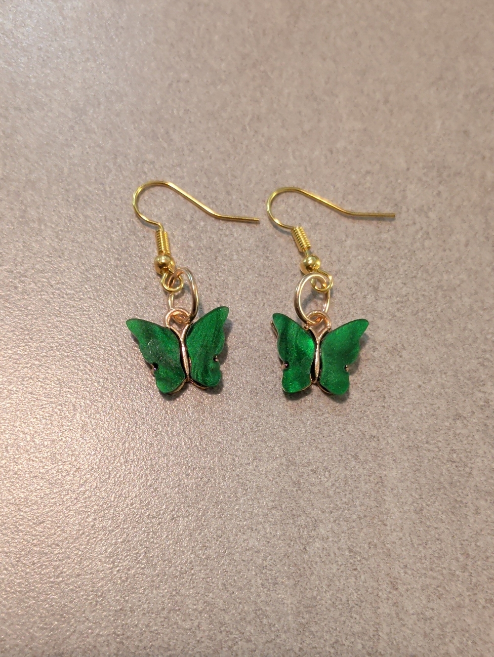 Green Butterfly Dangle Earrings - Unbranded